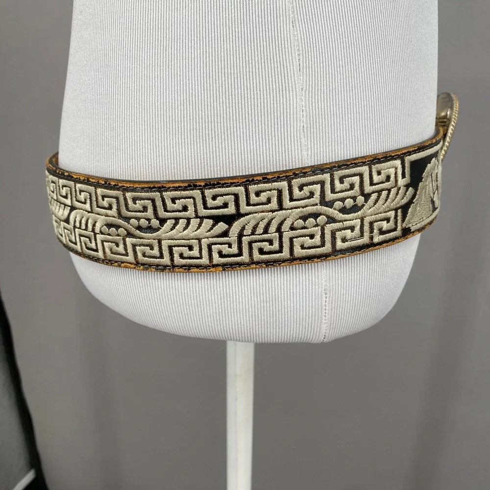 Vintage Piteado Leather Horse Belt Mens 34 Mexico 